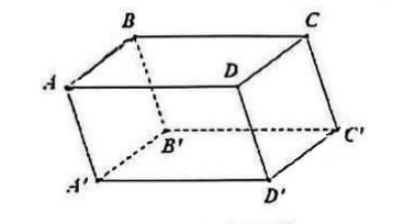 Hình hộp ABCD.A'B'C'D' với mặt đáy ABCD và mặt trên A'B'C'D', các cạnh bên AA', BB', CC', DD' song song.