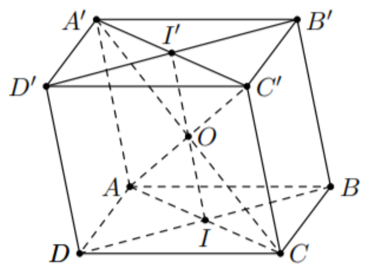 Hình hộp ABCD.A'B'C'D' với tâm O, I là tâm đáy ABCD và I' là tâm mặt A'B'C'D'
